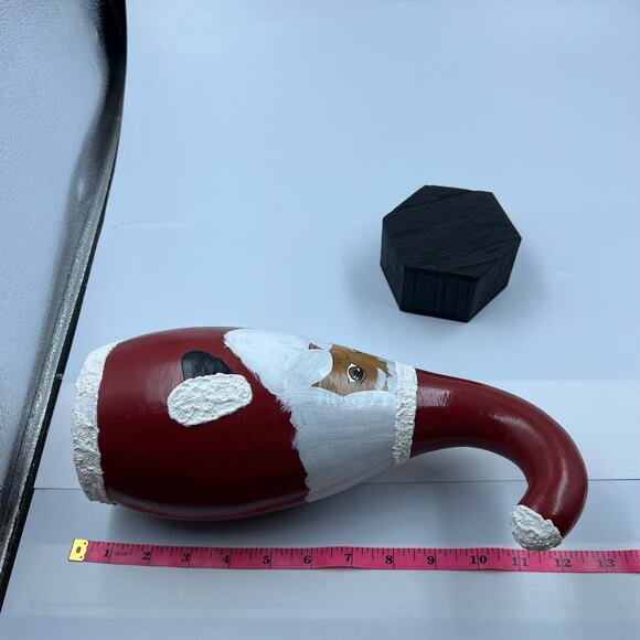 Vintage Gourd Santa Claus Hand Painted Signed Carla 1996 Folk Art 12" Puff Paint - Picture 9 of 9